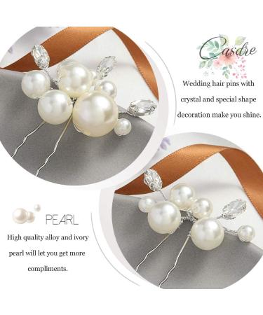 Crystal Pearl Bridal Hair Pins - Wedding Hair Accessories for Women - Pack of 2 (Silver) - Buy Online on GoSupps.com
