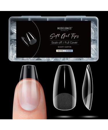 Modelones nail tips 500 pieces for nails full cover nail tips set nail tip kit for gluing nail art for nail studios starter DIY 10 sizes medium coffee medium medium coffee