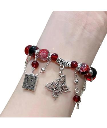 Vsilay Lianxue Colorful Beaded Butterfly Pendant Bracelet - Chinese Style Hand Jewelry for Women & Girls - Buy Online on GoSupps.com