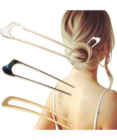French Style Hair Clip Hairpin Fork 3 Pieces Bowl Hairpin Metal Hair Pin Metal U-shaped Hairpin U Shape Hair Sticks Metal Hair Fork Metal Hair Clips - Buy Online on GoSupps.com
