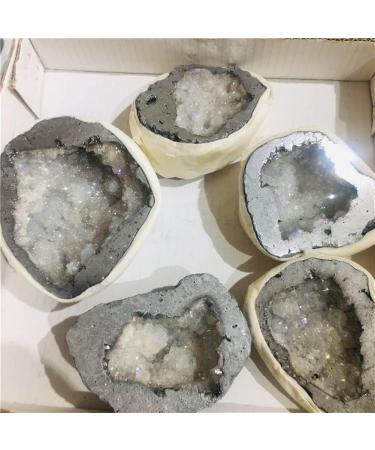 Specimen Natural Agate Geode Slice Quartz Electroplated Cluster Crystal Points 1pc ERBDRGAZ - Buy Online on GoSupps.com