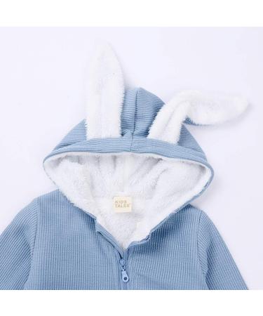 Kids Tales Newborn Baby Winter Romper | Rabbit Ear Hooded Zipper | 9-12 Months | Blue - Buy Online on GoSupps.com