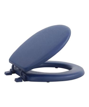 Soft Standard Vinyl Toilet Seat, Navy - 17 Inch Soft Vinyl Cover with Comfort Foam Cushioning - Fits All Standard Size Fixtures - Easy to Install Fantasia by Achim Home Decor Navy 17 Inch Vinyl