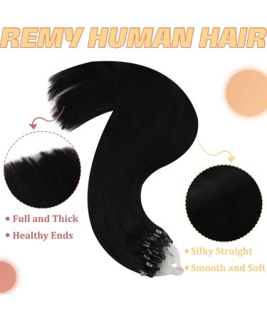 Buy Youngsee Real Hair Extensions - Black Microring Extensions 50cm | 1g Micro Rings - Premium Quality - Buy Online on GoSupps.com