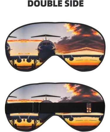 Aircraft Plane at Sunset Print Double-Sided Eye Mask Soft and Light Blocking for Enhancing Sleep Quality - Buy Online on GoSupps.com