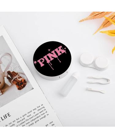 Pink Round Case For Contact Lens Kit Storage Box with Mirror Printed - Buy Online on GoSupps.com