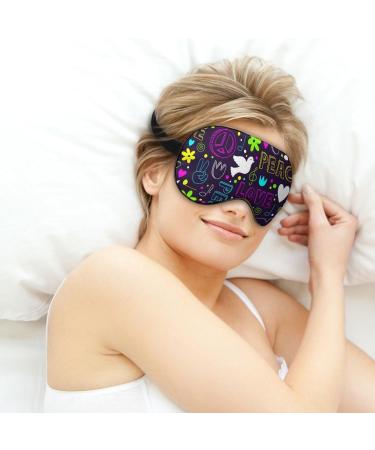 Doves Hearts Peace Signs Sleep Mask Adjustable Strap, Light Blocking Blindfold for Men and Women | Ideal for Night Travel and Naps - Buy Online on GoSupps.com