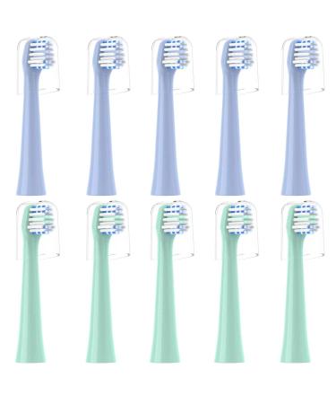 CILGEWH Replacement Toothbrush Heads 10 Pack Compatible with Colgate Hum Connected Smart Battery Electric Toothbrush Head 5 Blue+5 Green