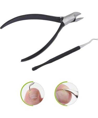 Verdant Touch Ingrown Toenail Nippers Stainless Steel Toenail Nippers and Lifter Set for Ingrown Nail Care Professional Pedicure Tools Black - Buy Online on GoSupps.com