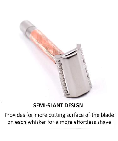 Parkers Semi Slant Safety Razor & 5 Premium Double Edge Blades - Rose Gold | International Shipping Available - Buy Online on GoSupps.com