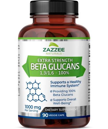 Zazzee Extra Strength 1316 Beta Glucans 1000 mg 100 Glucan Content 90 Vegan Capsules Supports a Healthy Immune System Non-GMO and All-Natural - Buy Online on GoSupps.com