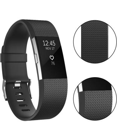 Buy Tobfit Replacement Silicone Sports Bracelets for Fitbit Charge 2 - 2-Pack Black & Gray | Durable & Comfortable Fitness Bands - Buy Online on GoSupps.com