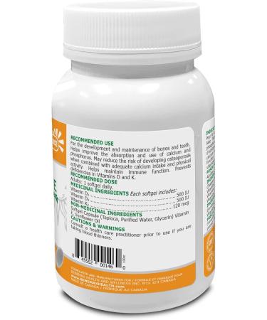 Benemax High-Potency Plant-Based Vitamin D3 + D2 + K2 (500IU + 500IU - 120mcg) Supports Bone Teeth & Heart Health. Natural Immune Support. 30 Easy to Swallow Capsules. Made in Canada! - Buy Online on GoSupps.com