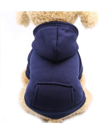 Fashion focus on winter dog hoodies with bags cotton warm dog clothing for small dogs chihuahua coat clothing puppies cats custume (navyblau XXS) 2x navy