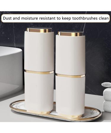 Portable Toothbrush Mugs - 2-Pack Travel Cups & Holder for Camping Business Trips & Home - White & Pink - Buy Online on GoSupps.com