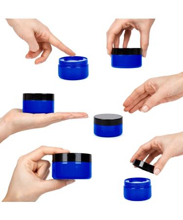 5 oz Blue Plastic Cosmetic Jars with Lids - Set of 12 Refillable Containers for Creams, Lotions, Makeup, Bath Salt, Ointments, and Body Butter - Buy Online on GoSupps.com