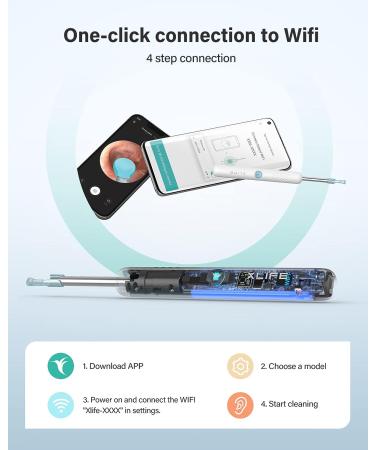 Ear Wax Removal Kit with 1080P Ear Scope Camera & LED Light - Ear Cleaner with 2 Silicone Scoops - White - Buy Online on GoSupps.com