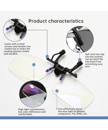 Blue Light Blocking Clip On Reading Glasses 1.0x Magnifiers for Unisex - Buy Online on GoSupps.com