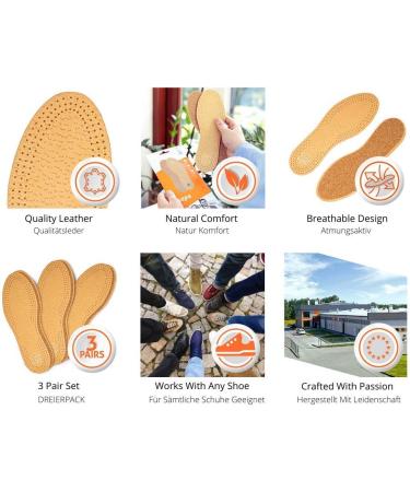 3 Pair Kaps Pecari Cork Shoe Insoles - Comfortable Vegetable Tanned Sheepskin Leather & Natural Cork (Men's 13 US / 46 EUR) - International Shipping Available - Buy Online on GoSupps.com