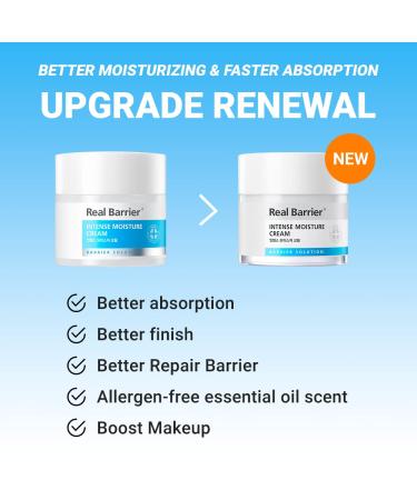 Real Barrier Intense Moisture Cream (Renewal) | Facial Moisturizer for Sensitive Skin | Hydrating and Repairing Dry Skin | 1.7 Fl. Oz (50ml) - Buy Online on GoSupps.com