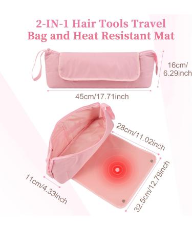Bestauty 2-in-1 Hair Tools Travel Bag | Heat Resistant Mat for Curling Irons & Straighteners | Pink Storage Solution for Hair Styling Tools - Buy Online on GoSupps.com