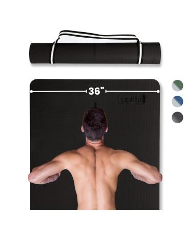 GOGOKIWI Large Yoga Mat (6'x4'/3') Extra Wide 1/4 Inch Thick Workout Mat for Women Men, Non Slip Exercise Mat for Home Gym, Yoga, Pilates, Stretching & Fitness (6 x 3 ft) Just Black