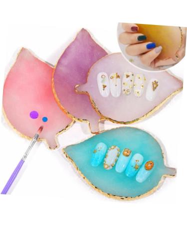 BIUDECO Color Display Plate for Nails Blue Leaf Shaped Resin Manicure Palette with Gold Edge for Color Mixing Photo Props Easy to Clean Lightweight 95*8*1cm Blue - Buy Online on GoSupps.com
