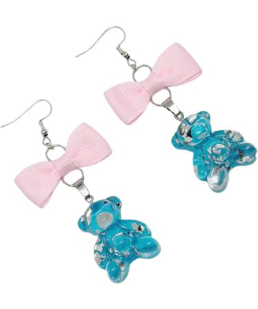 Feyley Fashion Bowknot Earrings | Colorful Resin Dripping Bear Trailer Danglers | Unique Cartoon Sweets Jewelry Gift - Buy Online on GoSupps.com