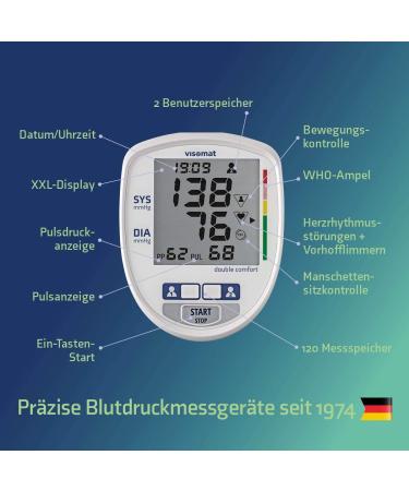 VISOMAT 24050 Double Comfort Blood Pressure Monitor - Upper Arm Accurate 2-Fold Measurement with Microphone Cuff (23-43cm) - Buy Online Ship Internationally - Buy Online on GoSupps.com