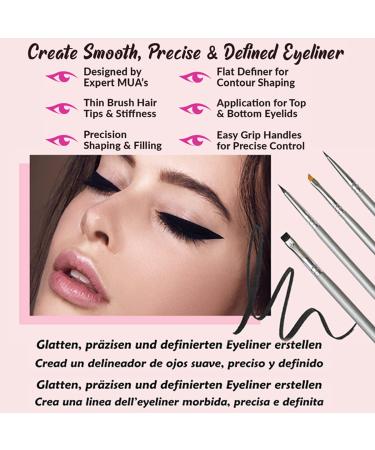 4-Piece Eyeliner Brush Set for Pencil, Liquid, and Gel liners - Winged Makeup Brushes with Angled Bristles for Perfect Cat Eye, Waterproof and Smudge-proof - Buy Online on GoSupps.com