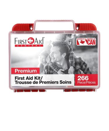 FIRST AID CENTRAL 266 Piece Premium First Aid Kit Red