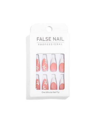 Sethexy Flower Almond False Nails - 24PCs Pink French Press-On Acrylic Nails for Women & Girls - Buy Online on GoSupps.com