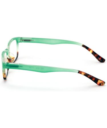 Stylish Classic Rectangle Reading Glasses for Women - 2 Pairs Tortoise Green 2.5x Spring Hinges - International Shipping Available - Buy Online on GoSupps.com