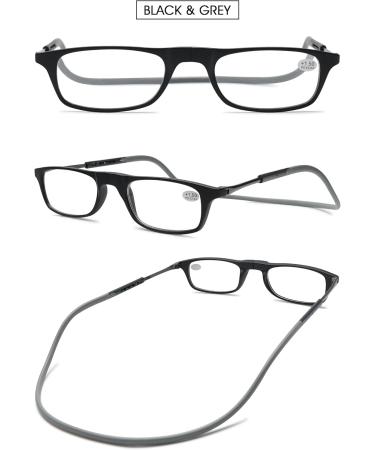 Vevesmundo Magnetic Reading Glasses - Stylish 2.5x Neck Clamp Light Glasses for Men & Women - Black & Gray - Buy Online on GoSupps.com