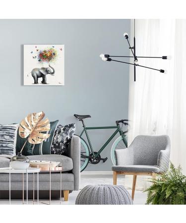 Colorful Butterfly Elephant Nursery Wall Art Print - Heart Balloon Design - 30x30CM Canvas Framed Decor - Buy Online on GoSupps.com