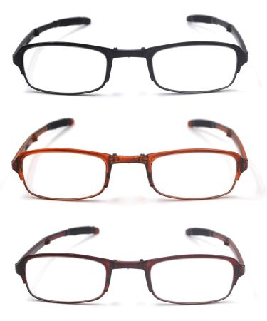 Unisex 3 Pack Compact Mini Pocket Folding Reading Glasses TR90 Super Lightweight Readers Case Included 3.0X - Buy Online on GoSupps.com