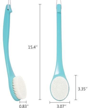 Exfoliating Shower Brush | Long Handle Body Brush for Shower & Dry Brushing | Moderate Bristles | Green Nylon - Buy Online on GoSupps.com