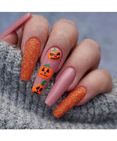 24 Pieces Fashionable Moon Star Pattern Fake Nail Tips Halloween Style Ballerina Removable Fake Nails Manicure Tools (Color : 07)
