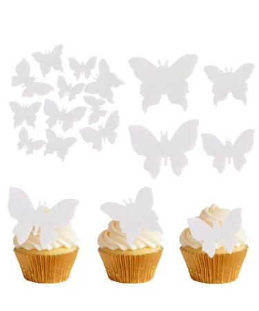 50 pc edible butterflies for cake Tortendendeko butterfly white torture decoration edible butterflies dining papier tortendeco wedding edible muffin cake decoration butterfly decoration birthday cake decoration 50 pieces edible butterflies white