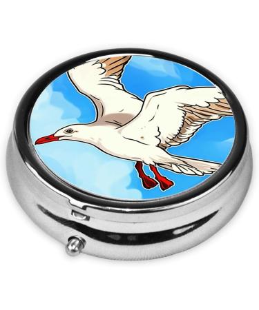 Flying Seagulls Portable Metal Pill Box - Round Mini 3-Compartment with Hinged Design for Small Pills | Ideal for Travel - Shop Worldwide - Buy Online on GoSupps.com