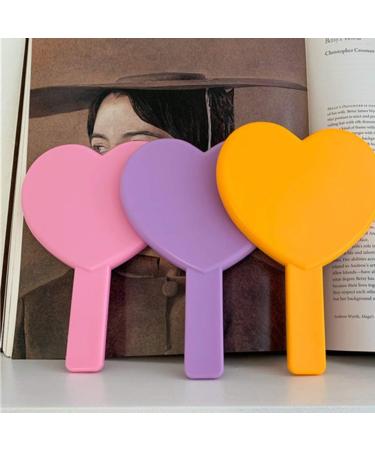 Minkissy Cosmetic Mirror Handheld Heart Shaped Cosmetic Mirror Portable Travel Mirror for Women 3 Pieces (Pink) - Buy Online on GoSupps.com