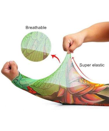 6 pcs Stretchy Nylon Temporary Tattoo Arm Sleeves for Men and Women - Outdoor Sunscreen Riding Cycling Elbow Braces and Body Art Accessories - Buy Online on GoSupps.com