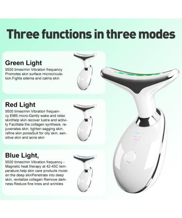 Firming Wrinkle Removal Face Massager | Double Chin Reducer Skin Care Device with 3 Color Modes | Lift, Tighten, & Smooth Sagging Skin | Facial & Neck Massager (White) - Buy Online on GoSupps.com