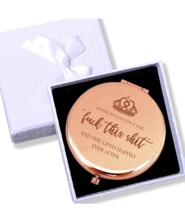 Blue Leaves Funny Makeup Mirror - Luck This Sht - Rose Gold Gift for Women | Birthday, Mother's Day, Retirement, Divorce - Buy Online on GoSupps.com