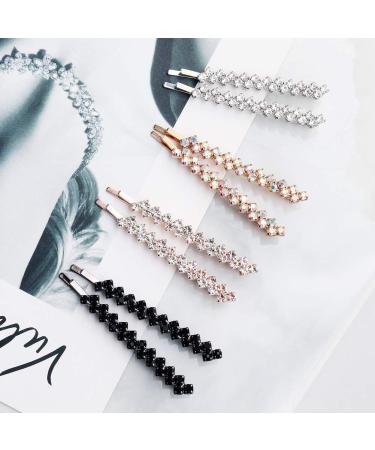 Crystal Rhinestone Hair Pins - Set of 8 Pieces - Fashionable Hair Clips for Women and Girls - Bobby Pins for Elegant Hairstyles and Decorative Hair Styling - Buy Online on GoSupps.com