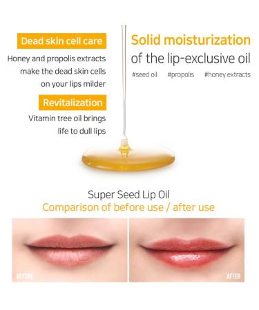 PETITFEE Lip Oil Super Seed | 0.10 Oz | Moisturizing Non-Sticky Lip Care with Honey & Herbal Oils | Glowy & Revitalizing Lip Treatment - Buy Online on GoSupps.com