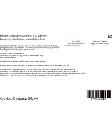  Swanson Swanson L. Plantarum Probiotic 30 vegan capsules 25 mg of Lactobacillus plantarum per dose gluten-free soy-free non-GMO unflavored - Buy Online on GoSupps.com