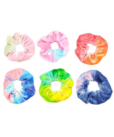 Valiclud 6 pieces including hair hair tie elastic rainbow color hair bands scrunchy bobbles soft hair tie ropes accessories for women or girls