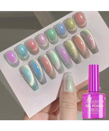 7.5ML Fantasy Gemstone Cat Eye Nail Gel Polish Holographic Semi Permanent Soak Off Sparkling Nail Varnish Aurora UV Gel - (Color: A003) - Buy Online on GoSupps.com