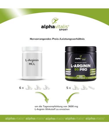 L-Arginine Capsules High Dose - 360 Vegan Capsules | German Premium Quality - 99% Active Ingredient - L-Arginine 4500 HCL - Buy Online on GoSupps.com